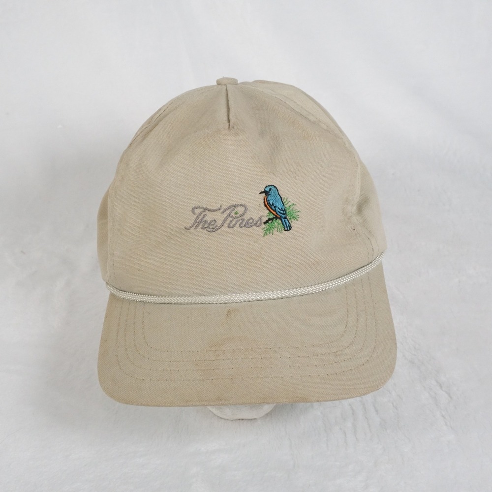 Vintage The Pines‎ Duckster Tan Bluebird Embroidered Baseball Cap Rope Golf Y2K